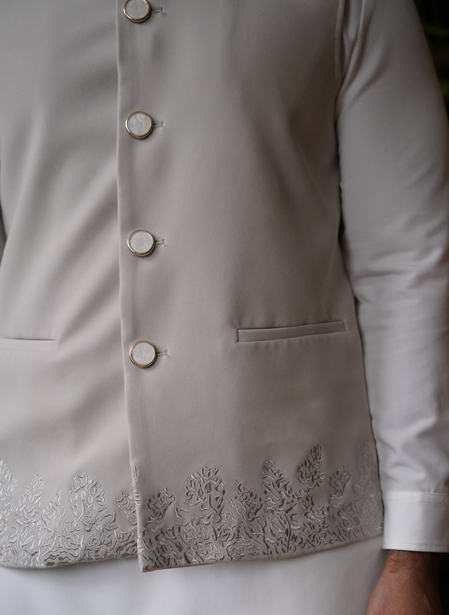 Sleek Silver Nehru Vest