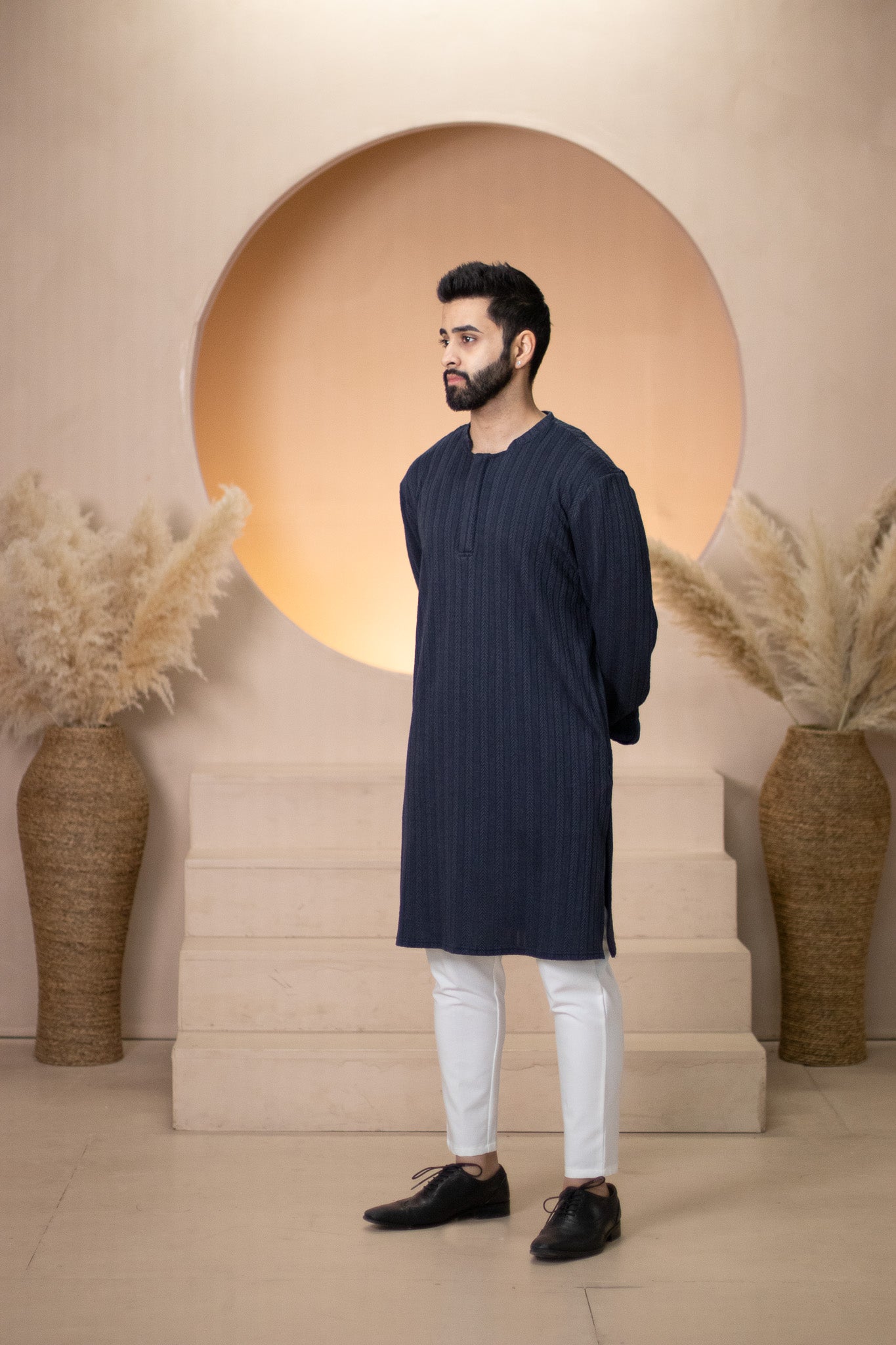 Navy Knit Kurta