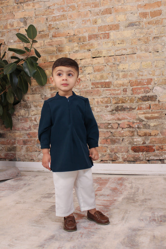Peacock Blue Kurta - Kids