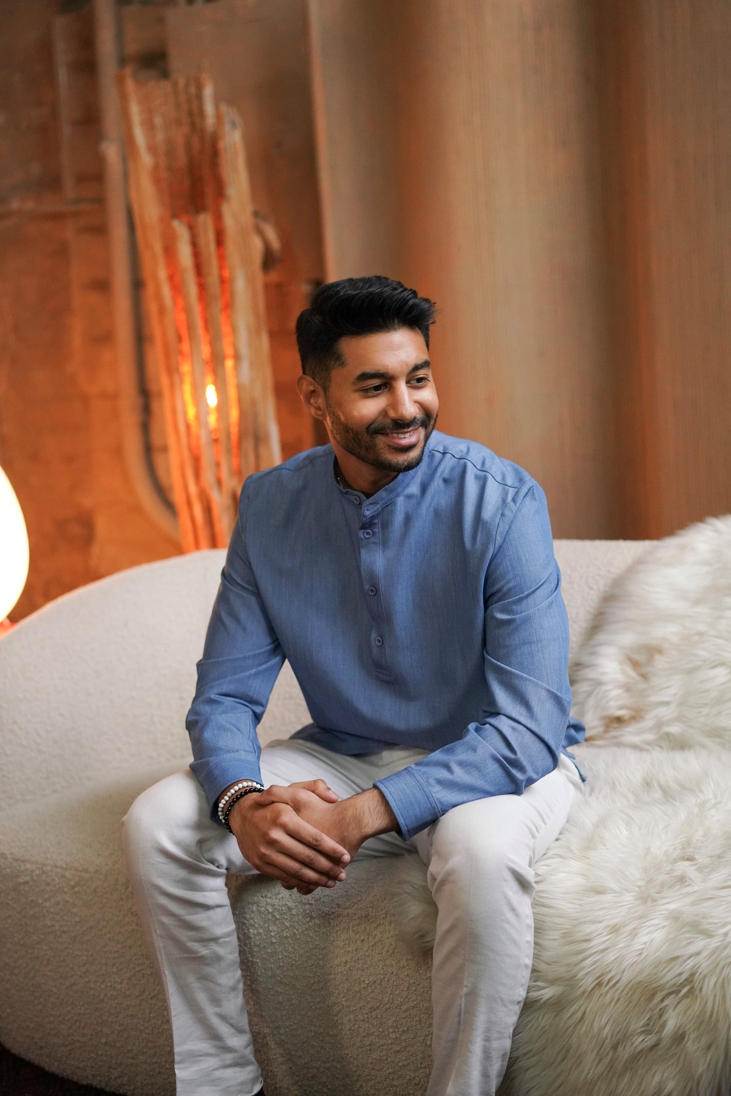 Sapphire Band Collar Shirt