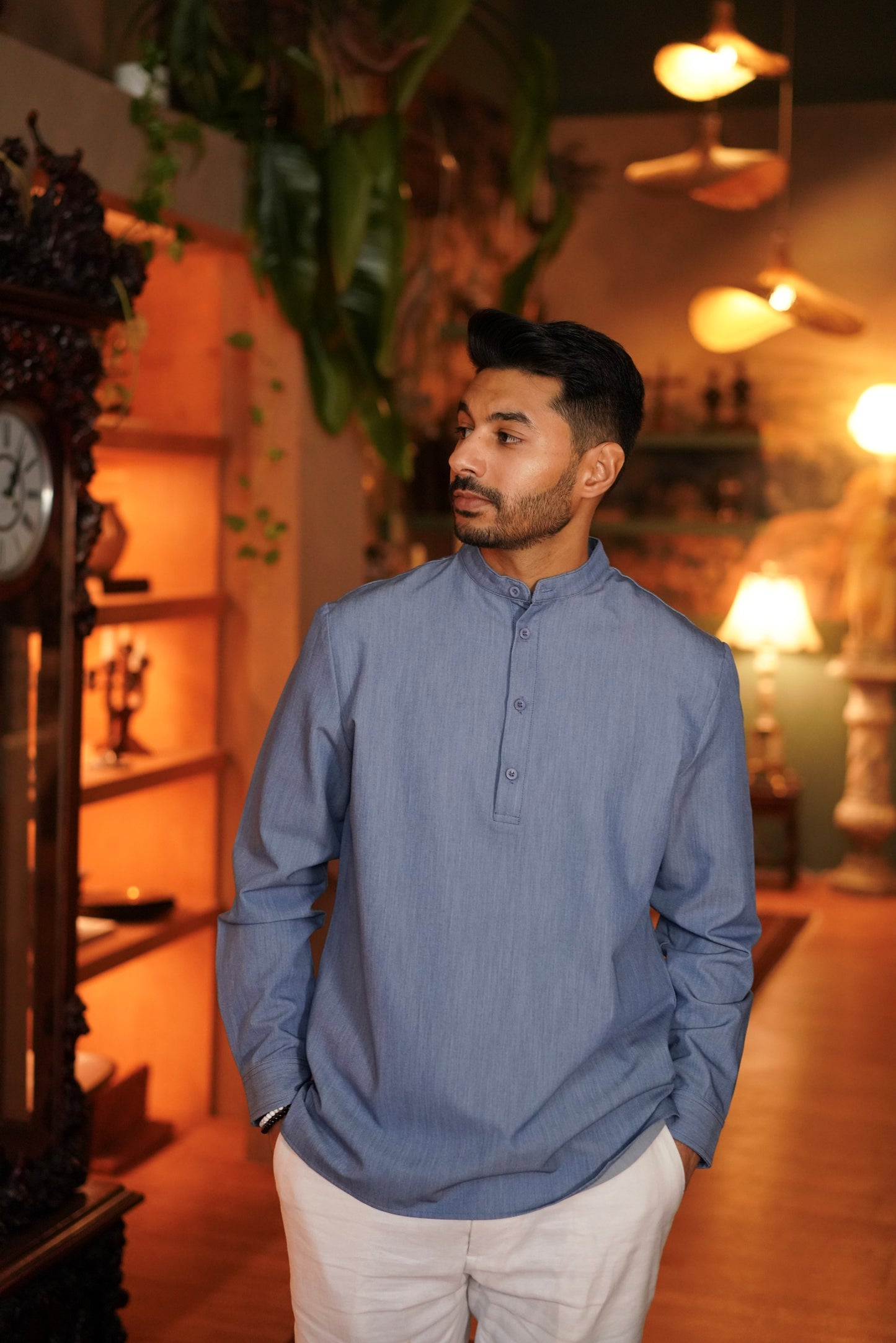 Sapphire Band Collar Shirt