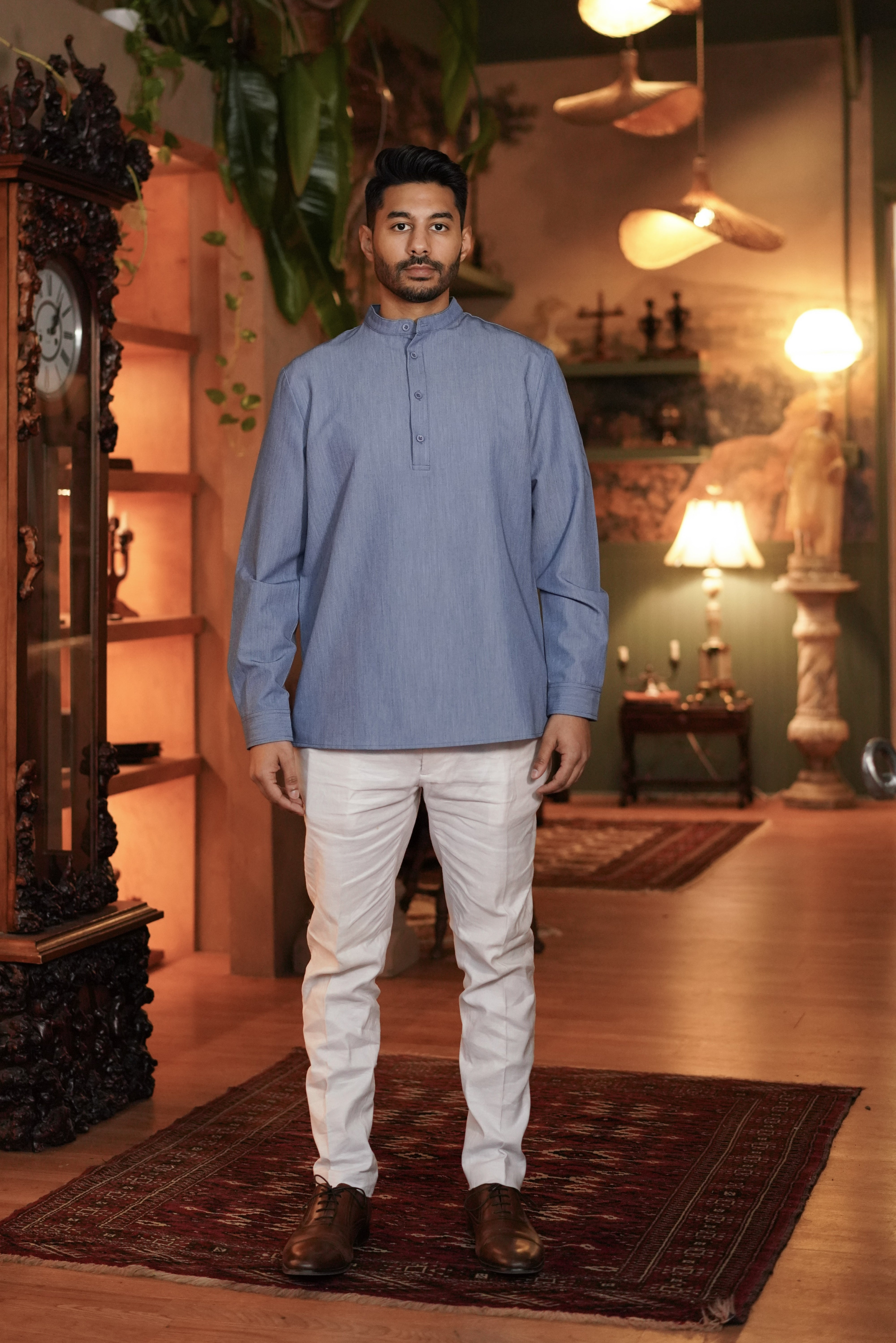Sapphire Band Collar Shirt – Mirza
