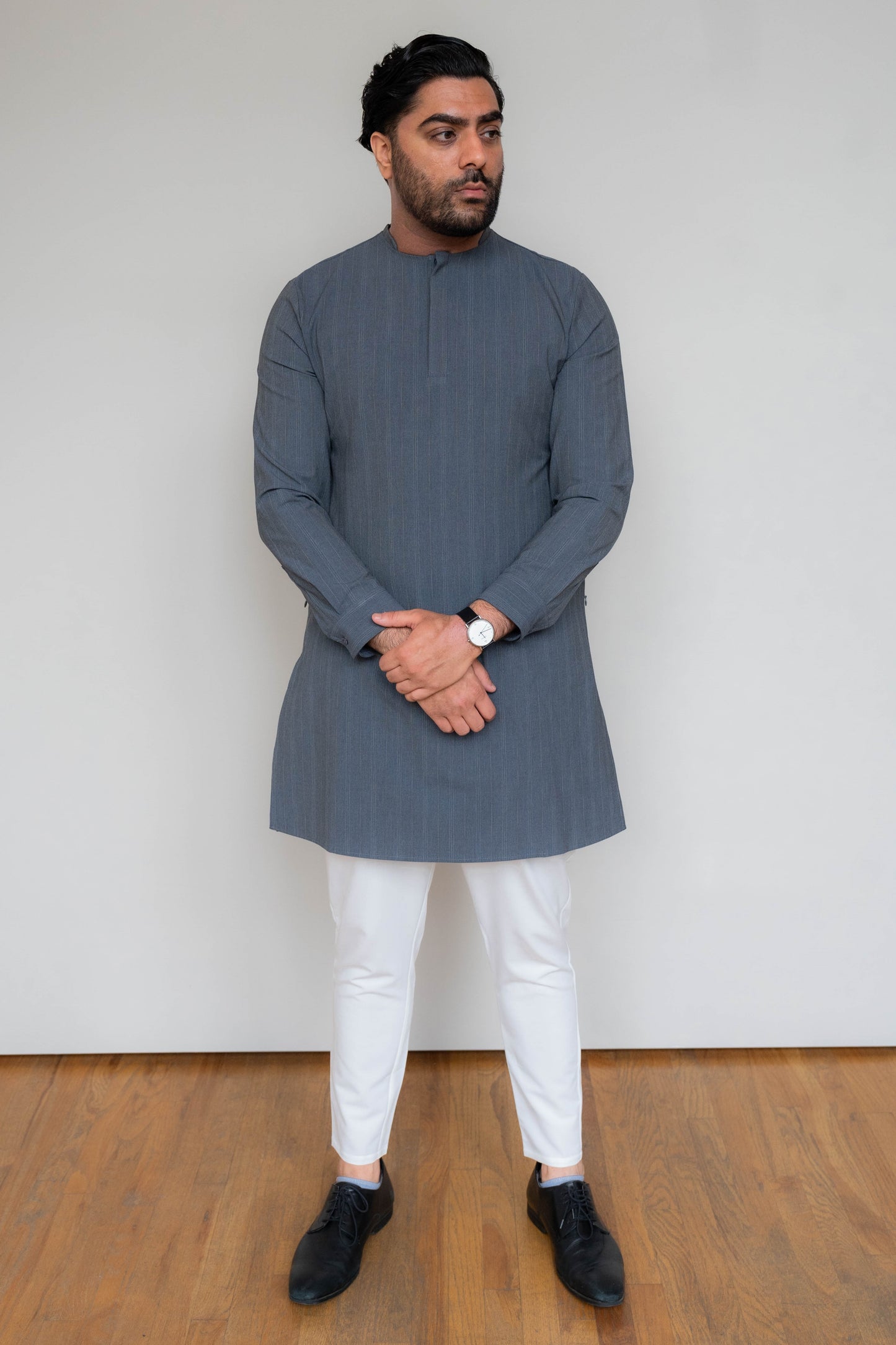 Hazy Blue Pinstripe Kurta