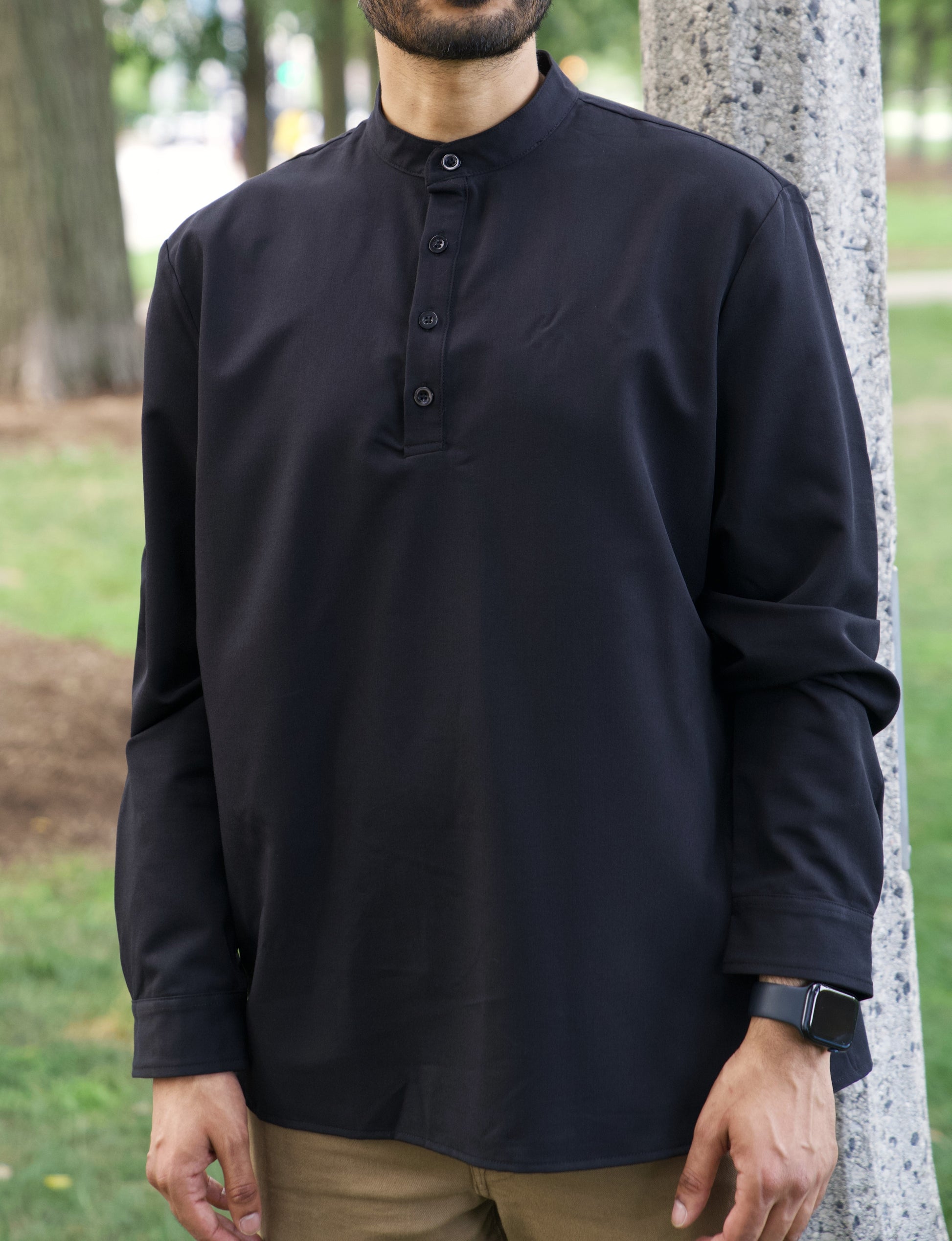 Black Band Collar Shirt