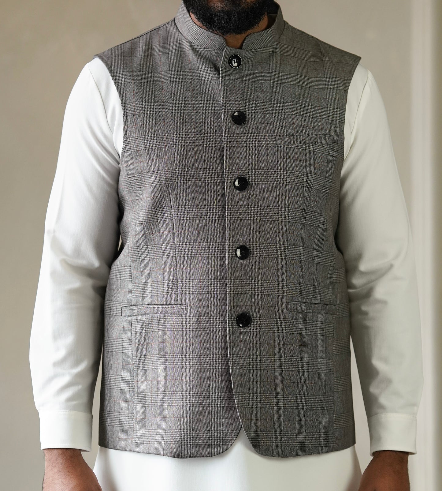 Platinum Gray Nehru Vest