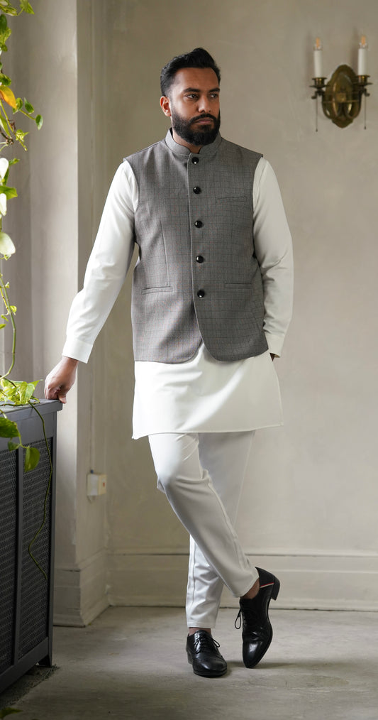 Platinum Gray Nehru Vest