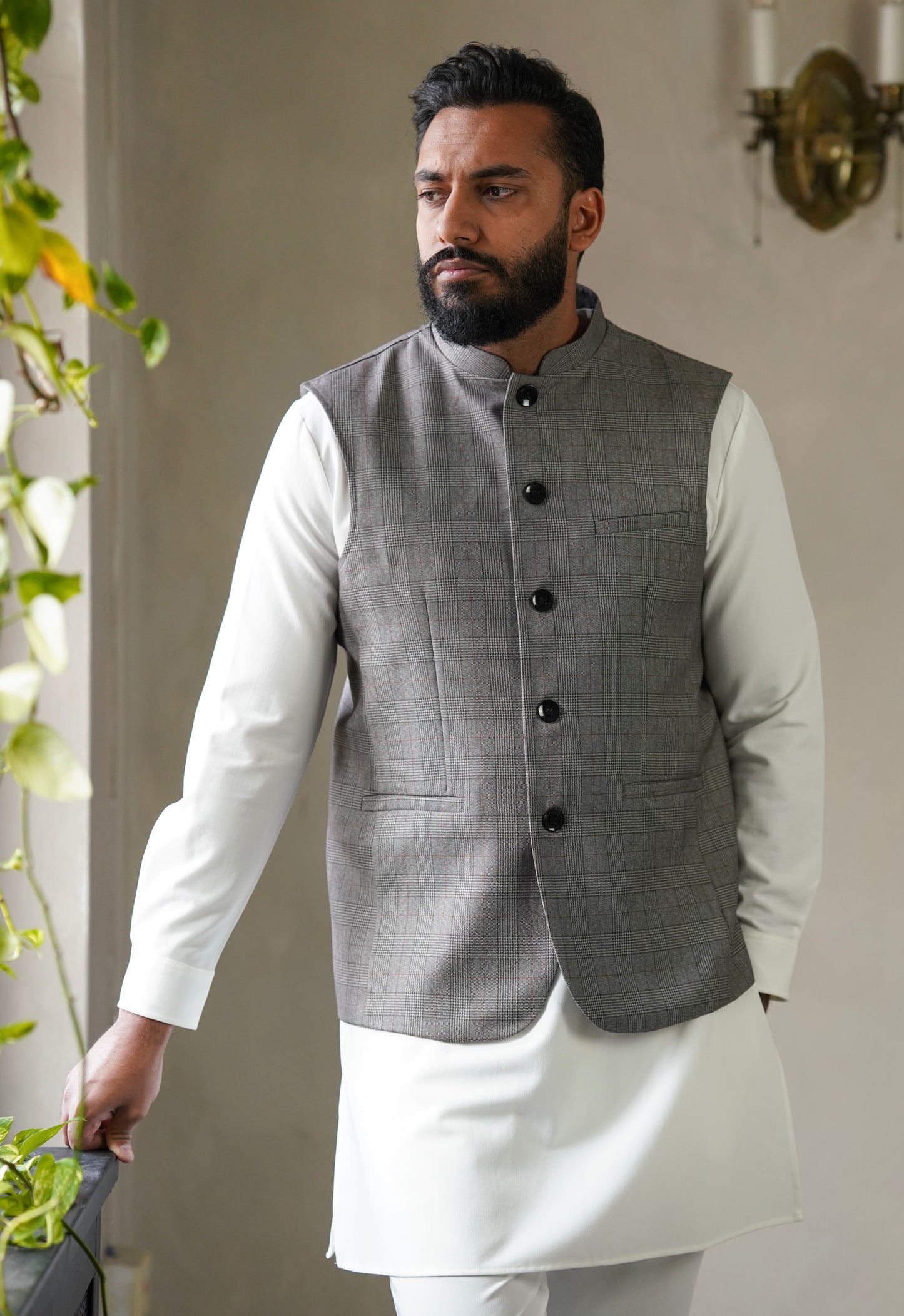 Platinum Gray Nehru Vest