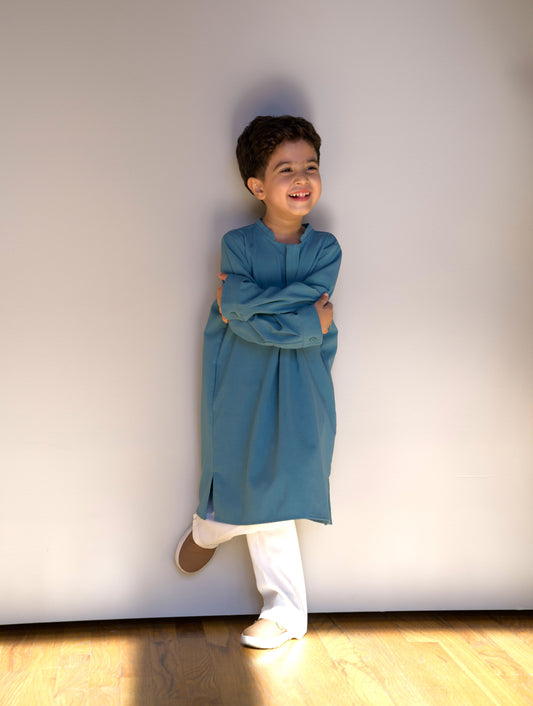 True Teal Kurta - Kids