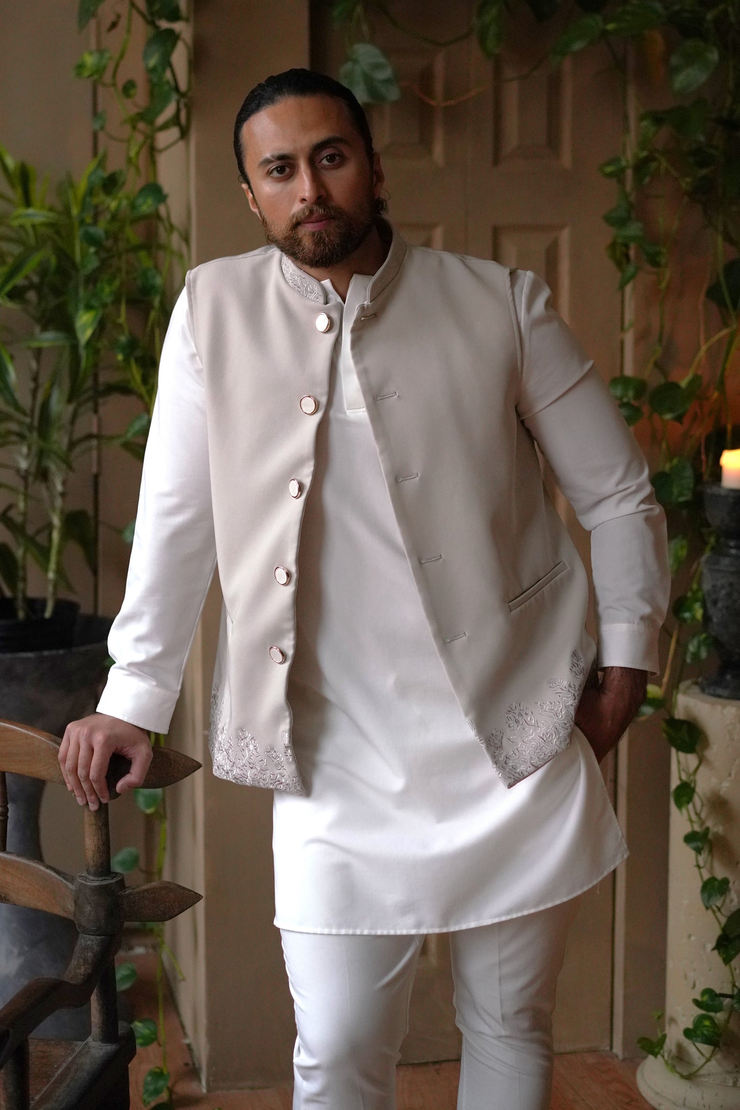 Sleek Silver Nehru Vest