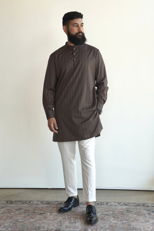 Mocha Striped Kurta
