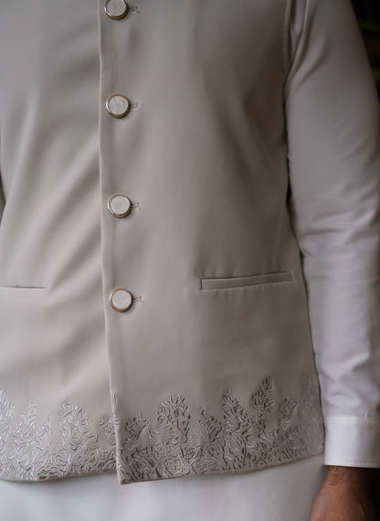 Sleek Silver Nehru Vest