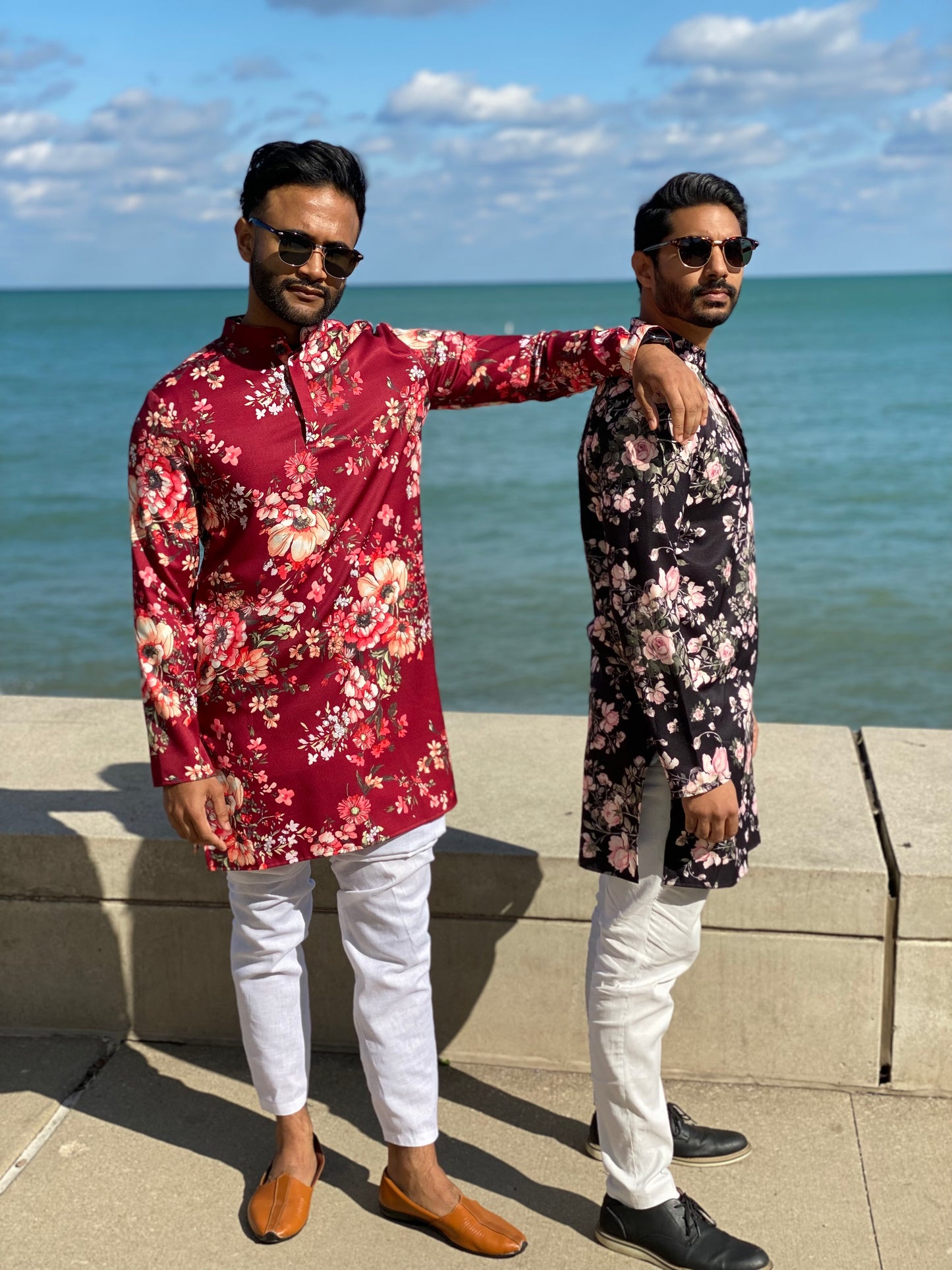 Maroon Floral Kurta