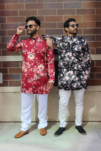 Black Floral Kurta