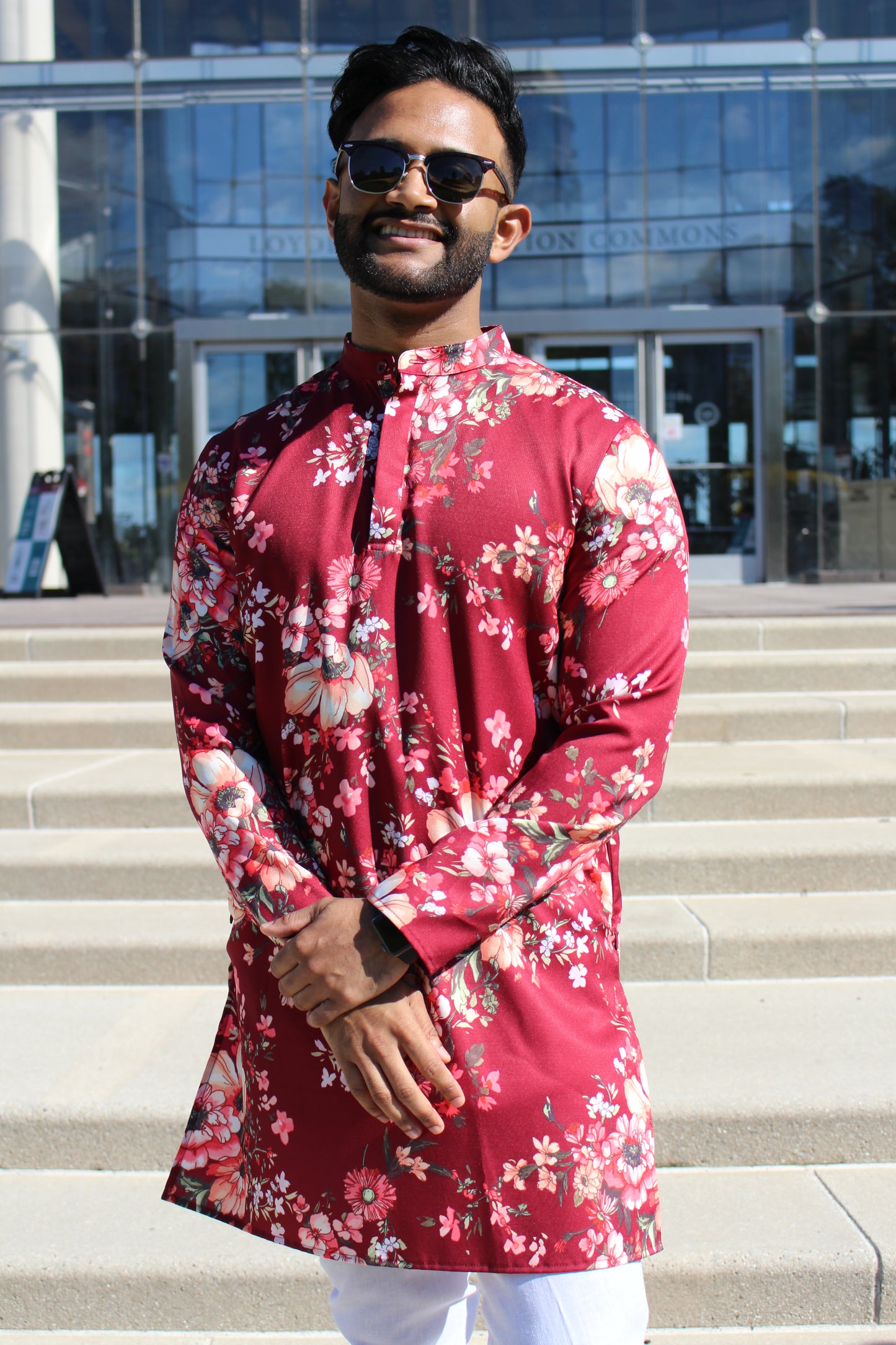 Maroon Floral Kurta