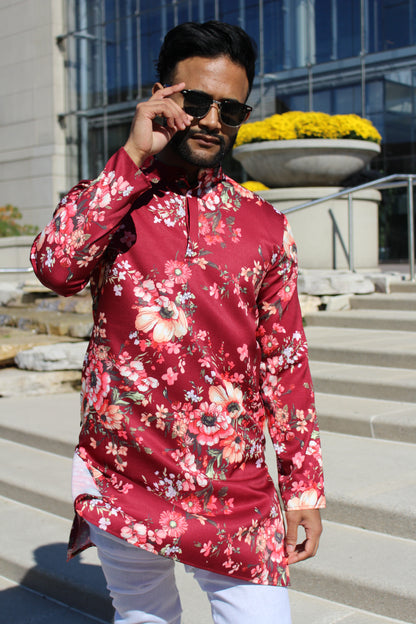 Maroon Floral Kurta