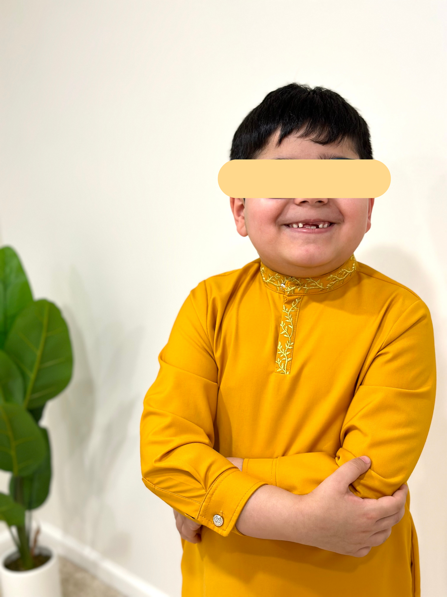 Amber Yellow Kurta - Kids