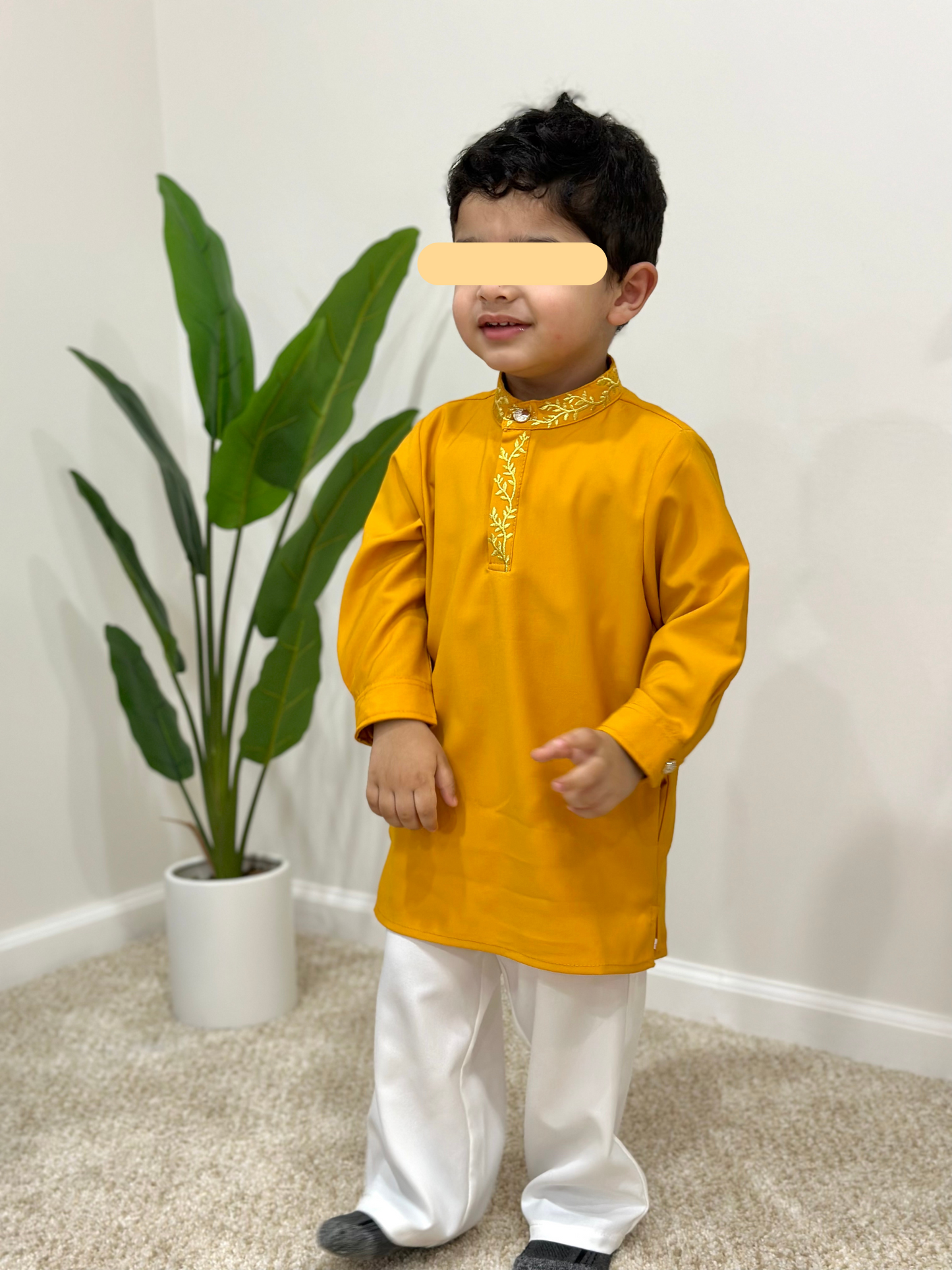 Amber Yellow Kurta - Kids