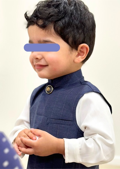 Navy Blue Pinstripe Waistcoat Vest - Kids